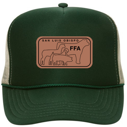 SLO FFA Leather Patch Foam Trucker - Dk Grn/Dk Grn/Khaki