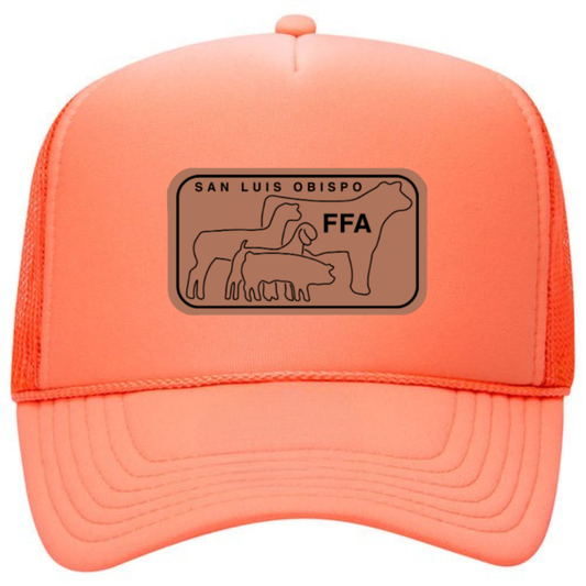 SLO FFA Leather Patch Foam Trucker - Coral