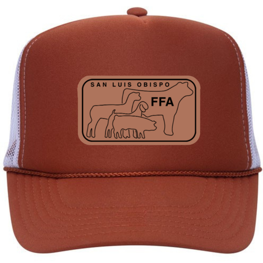 SLO FFA Leather Patch Foam Trucker - Org/Tx Org/White