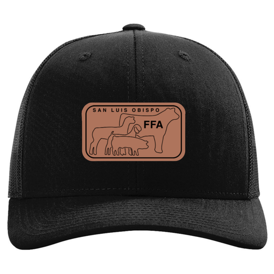 SLO FFA Leather Patch Richardson Trucker Hat - Black
