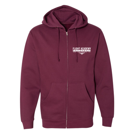 Unisex Flight Acadeym Zip Up Hoodie - Maroon