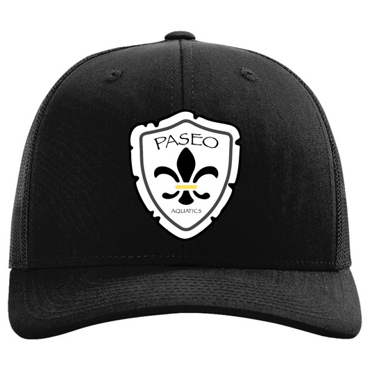 Paseo Aquatics Richardson 5 Panel Premium Patch Trucker - Black
