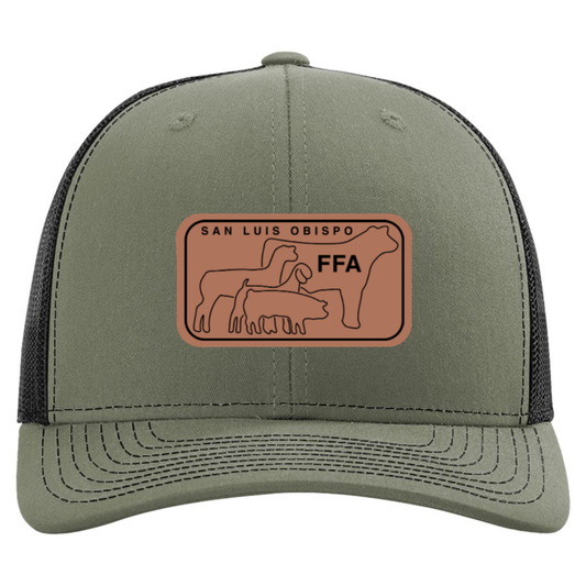 SLO FFA Leather Patch Richardson Trucker Hat - Loden/Black