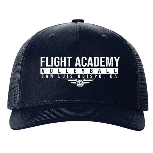 Flight Academy Richardson White Logo 5 Panel Trucker - Navy