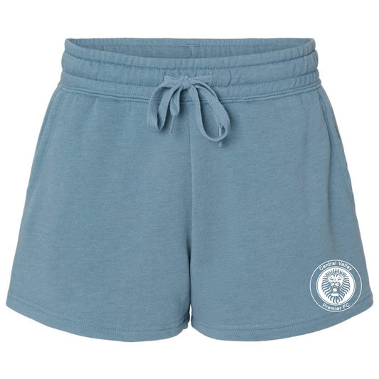 Women's CVP Lightweight Fleece Shorts White Logo - Misty Blue
