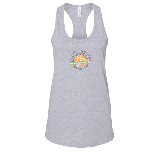 Dig Deep Volleyball Circle Logo T-Back Tank - Athletic Grey