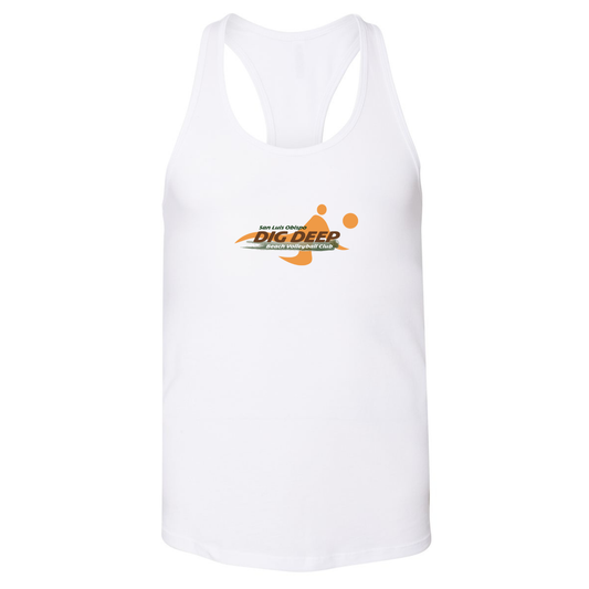 Dig Deep Logo T-Back Tank - White