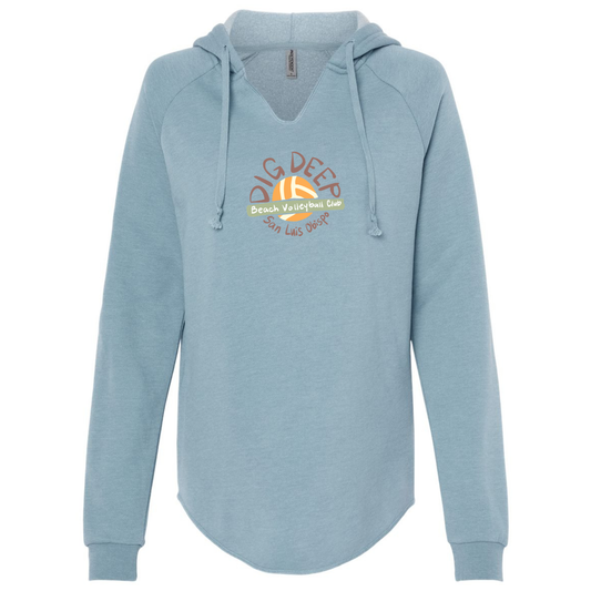 Women's Light Weight Hooded Sweatshirt Circle Logo - Misty Blue