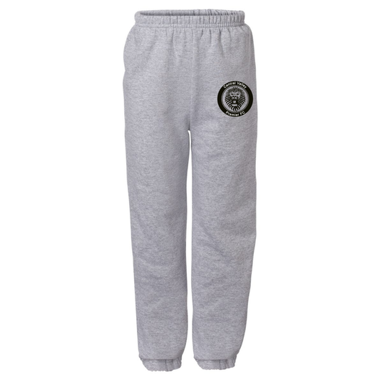 YOUTH Cuffed Bottom Sweatpants Black Logo - Sports Grey