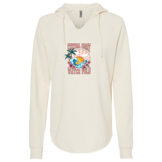 Women's Light Weight Hooded Sweatshirt Hibiscus Logo - Bone