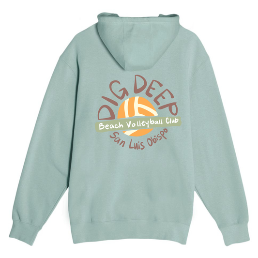 Dig Deep Volleyball Hoodie Circle Logo - Seafoam