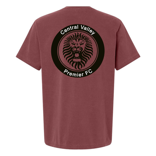Unisex CVP Heavyweight Garment-Dyed Tee Black Logo - Washed Maroon