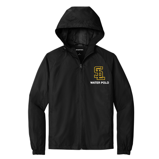 Water Resistant S.L. Polo Hooded Raglan Jacket - Black