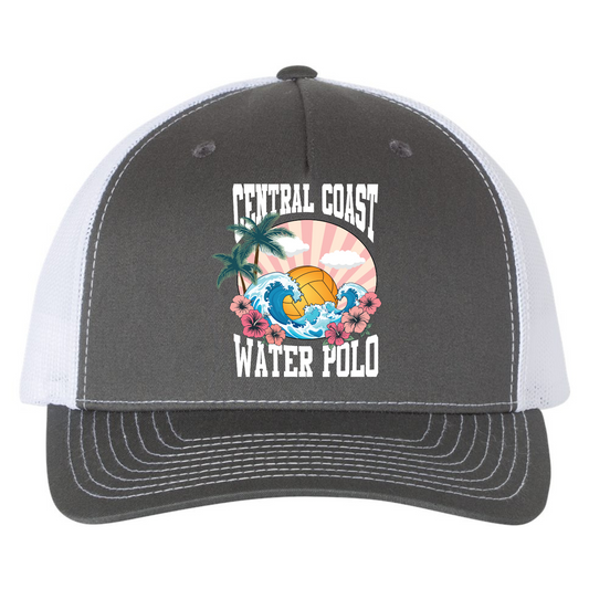 CCWP Hibiscus Logo Richardson 5 Panel Trucker - Charcoal/White