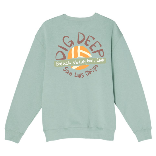 Dig Deep Circle Logo Crewneck - Seafoam