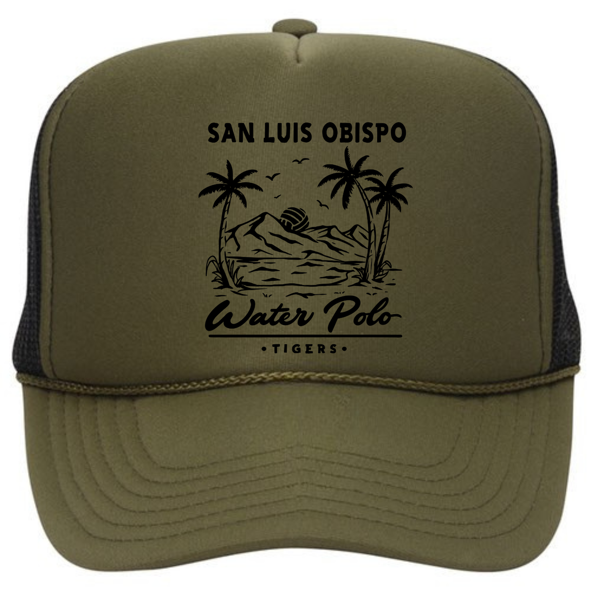 SLO Tiger Water Polo Paradise Foam Trucker - Olive