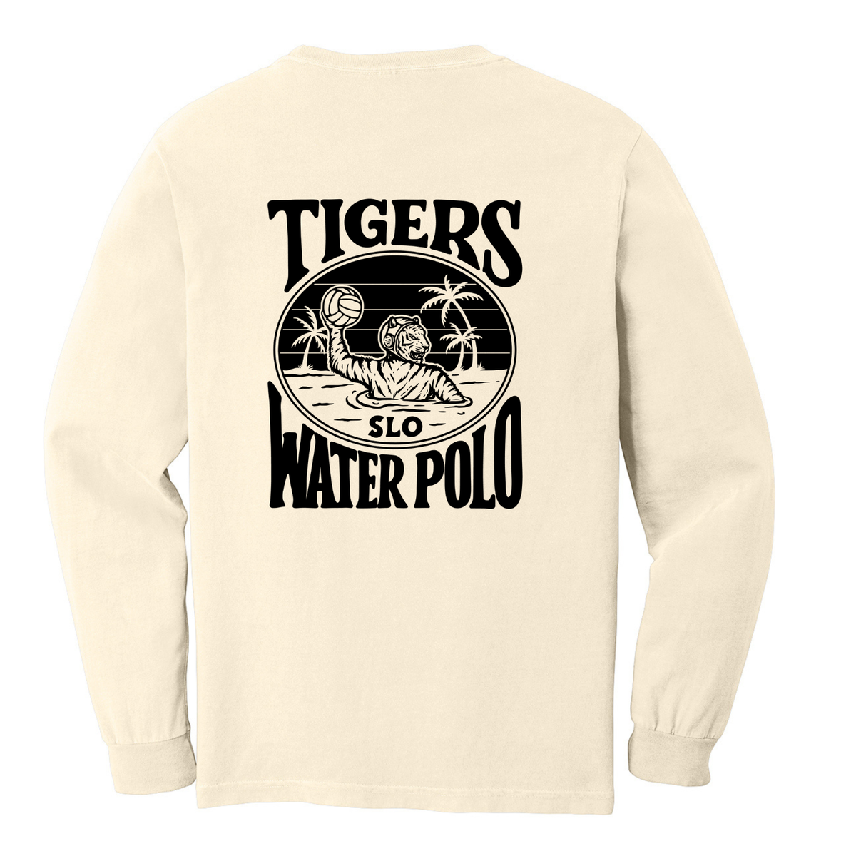 Unisex Garment-Dyed Heavyweight Long Sleeve Polo Tiger - Ivory
