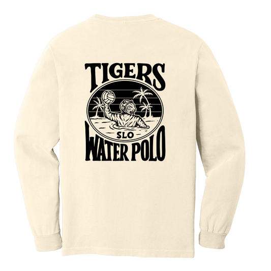 Unisex Garment-Dyed Heavyweight Long Sleeve Polo Tiger - Ivory