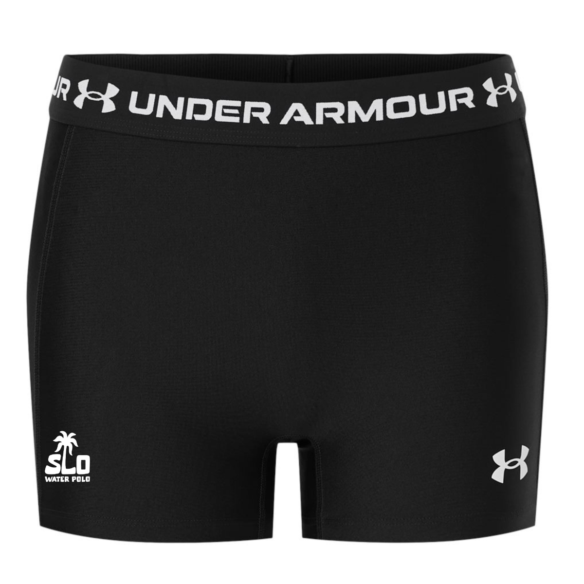 Women's SLO Polo White Palm Tree HeatGear 3" Shorty - Black