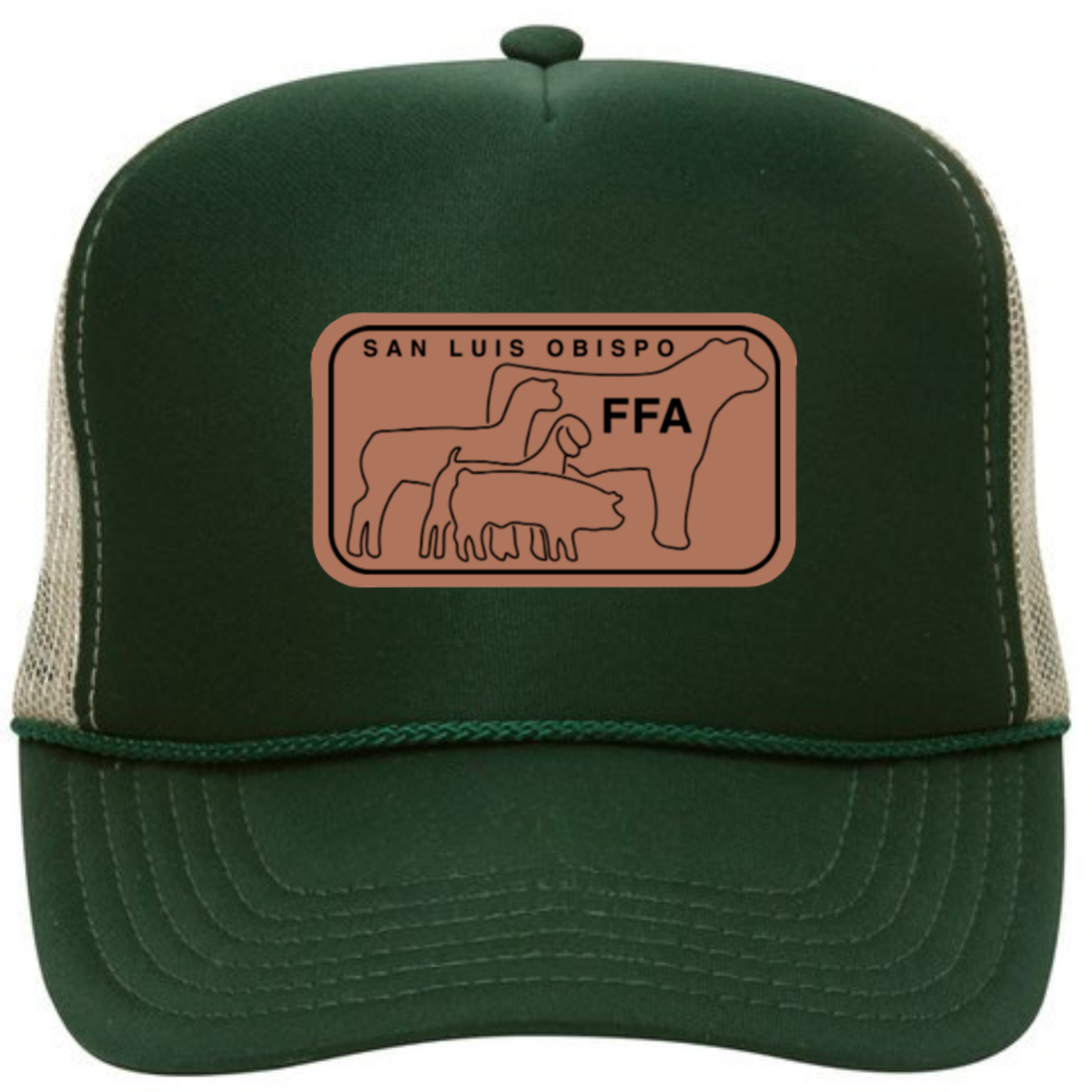 SLO FFA Leather Patch Foam Trucker - Dk Grn/Dk Grn/Khaki