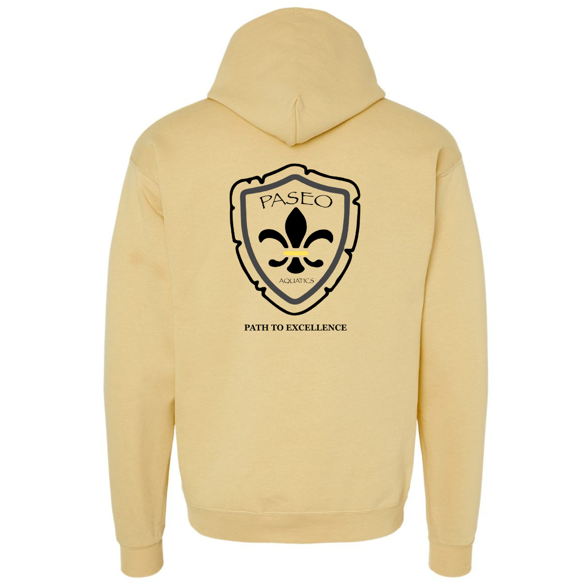 Paseo Aquatics Black Logo Hoodie - Athletic Gold