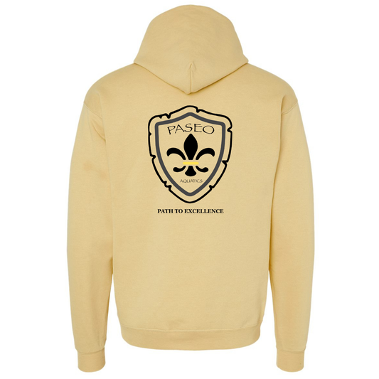 Paseo Aquatics Black Logo Hoodie - Athletic Gold