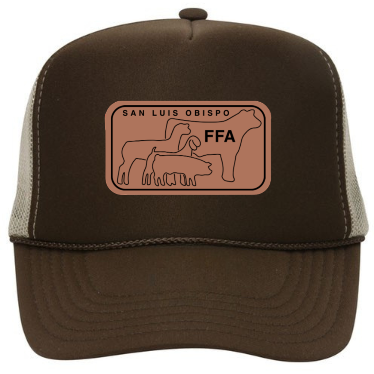 SLO FFA Leather Patch Foam Trucker - Dk Brn/Dk Brn/Khaki