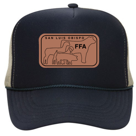 SLO FFA Leather Patch Foam Trucker - Navy/Navy/Khaki