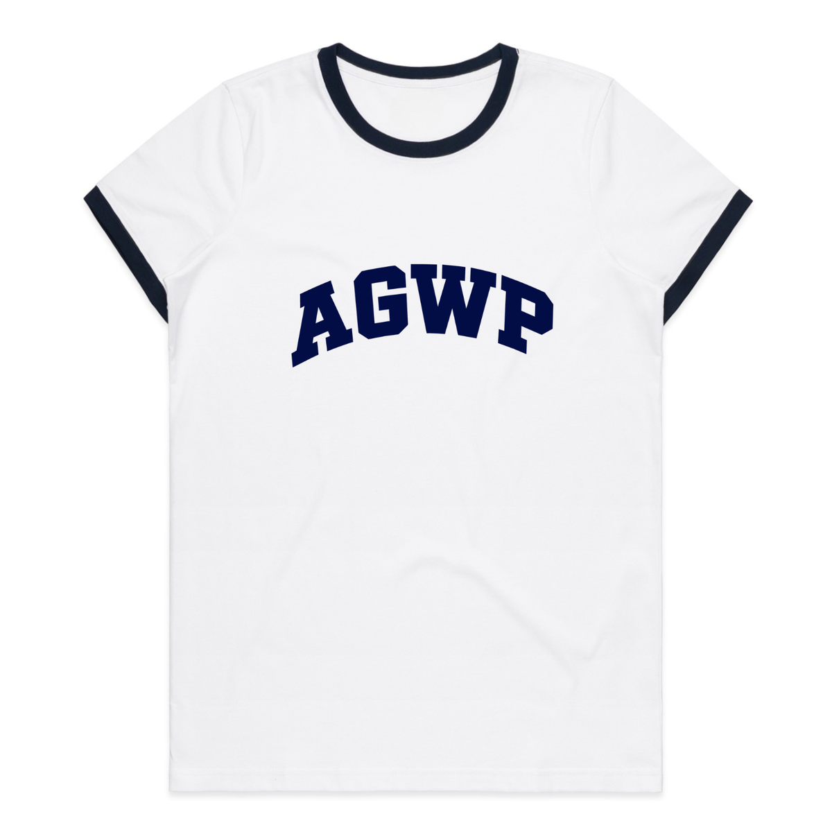 Women's Maple Ringer Tee AGWP Logo - White/Navy
