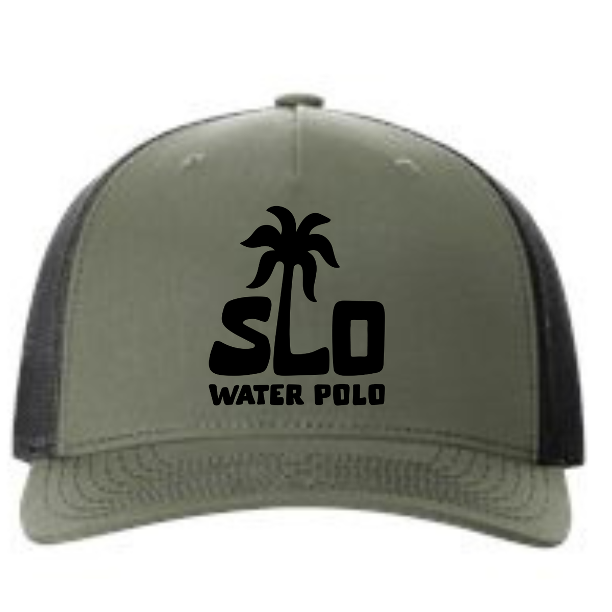 SLO Polo Black Palm Tree Richardson 5 Panel Trucker - Loden Green/Black