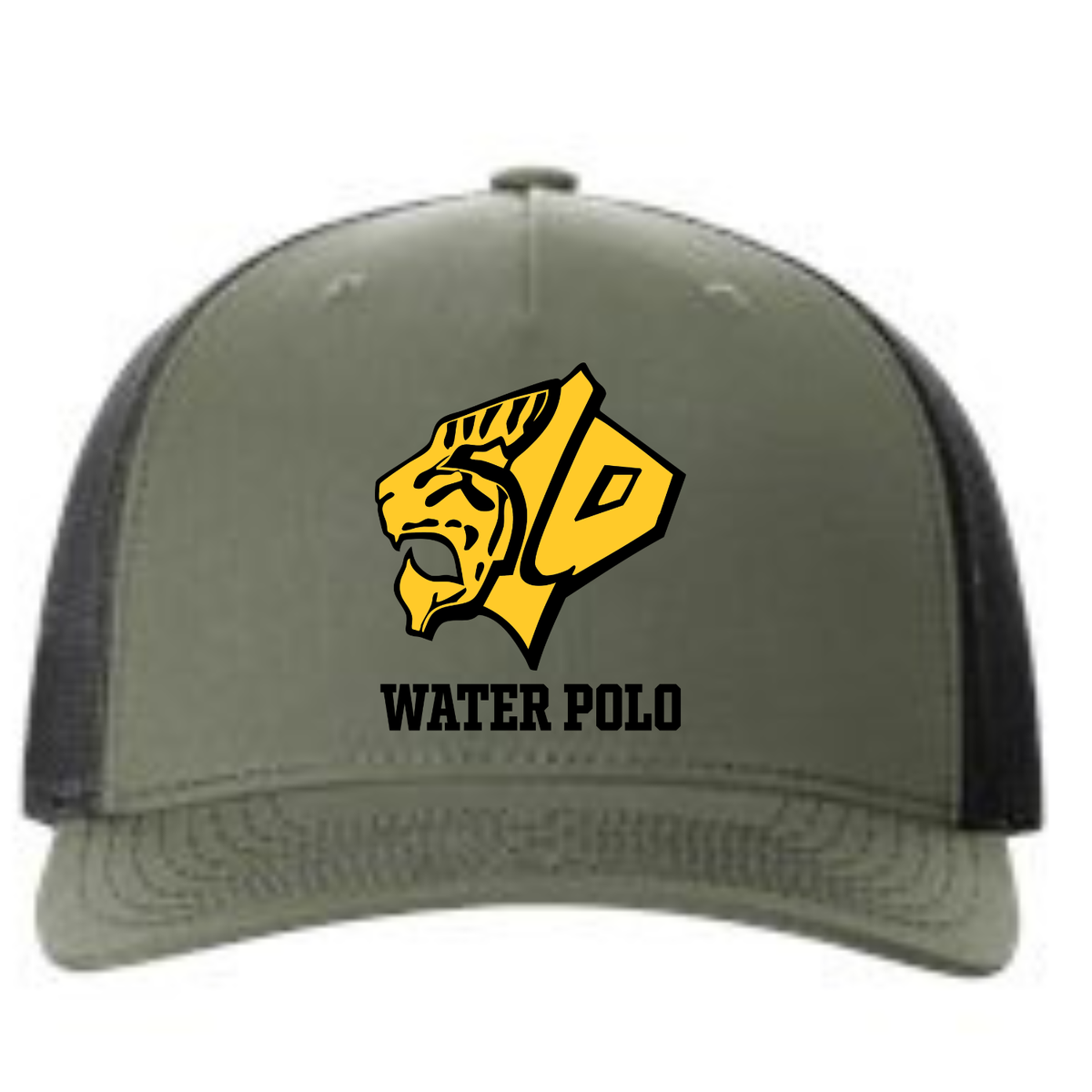 SLO Water Polo Tiger Head Richardson 5 Panel Trucker - Loden Green/Black