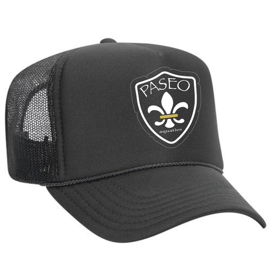 Paseo Aquatics White Logo Foam Trucker - Charcoal