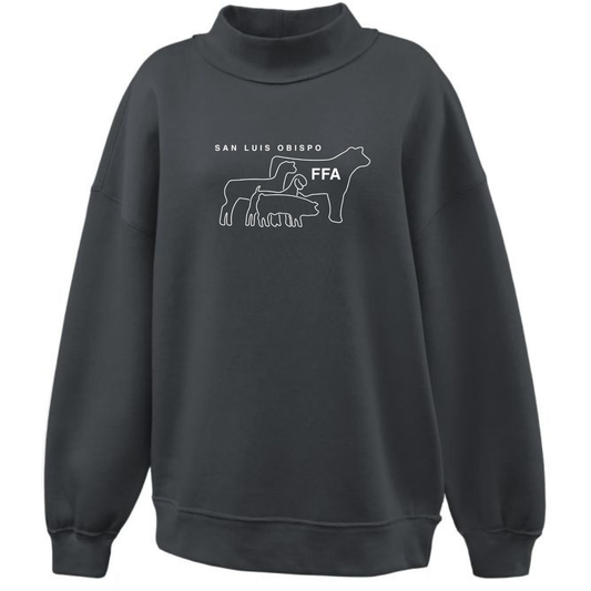 Women's SLO FFA Longer Length Mockneck Sweatshirt - Black
