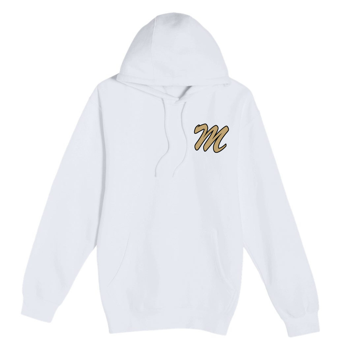 Mustang Baseball Gold "M" Logo Hoodie - White