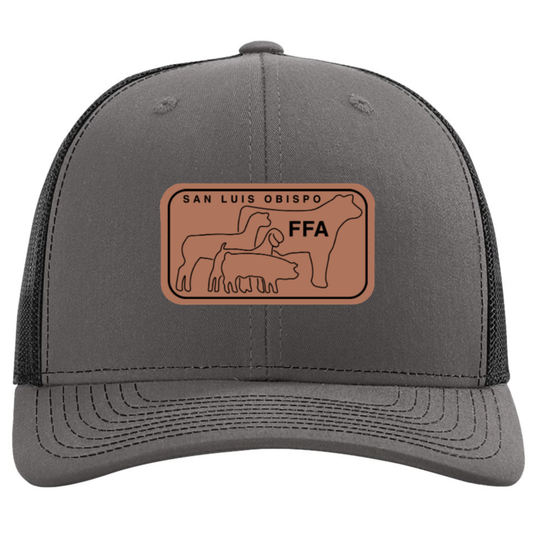 SLO FFA Leather Patch Richardson Trucker Hat - Charcoal/Black
