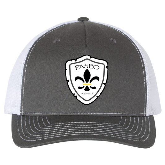 Paseo Aquatics Richardson 5 Panel Premium Patch Trucker - Charcoal/White