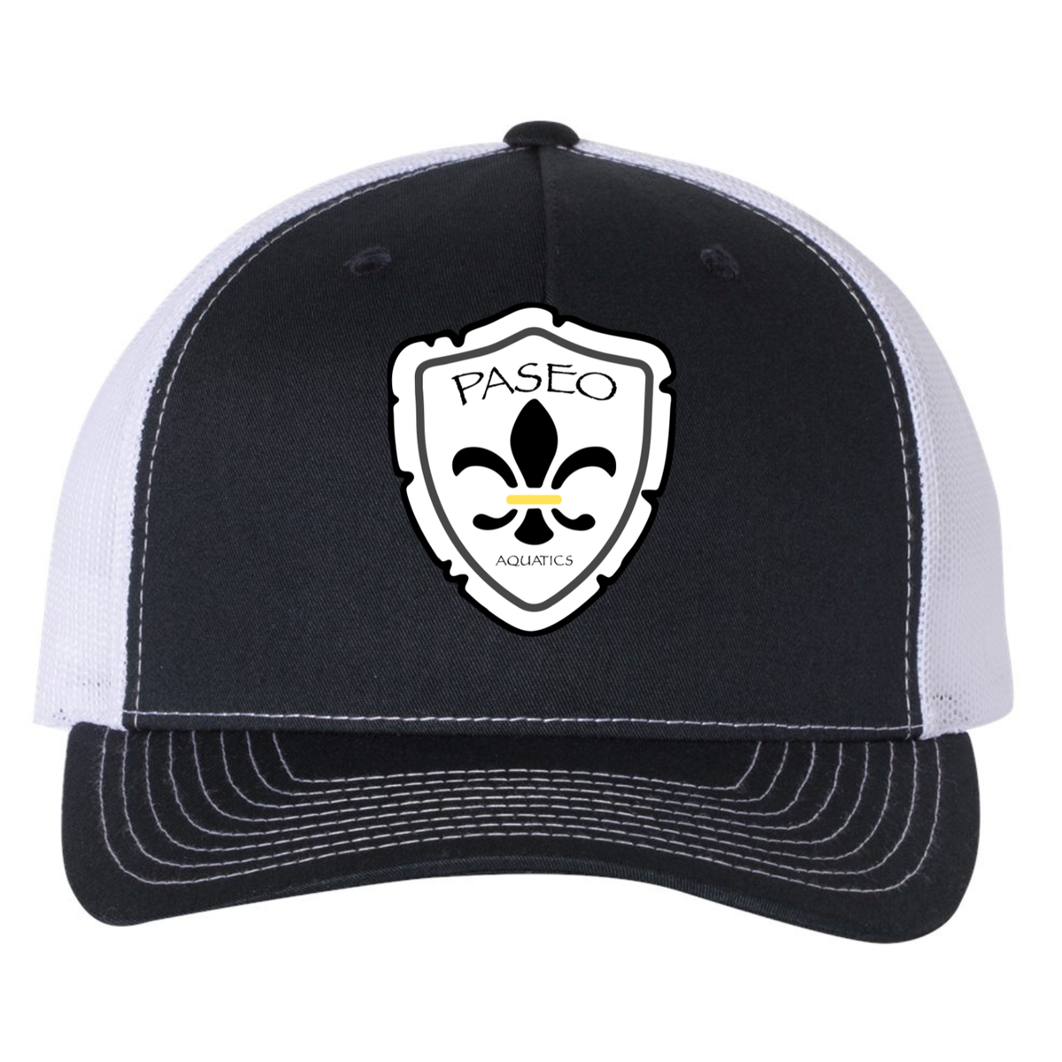 Paseo Aquatics Richardson 5 Panel Premium Patch Trucker - Navy/White