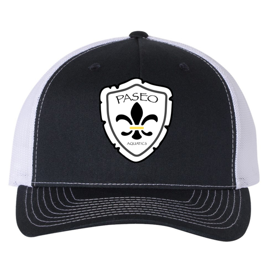 Paseo Aquatics Richardson 5 Panel Premium Patch Trucker - Navy/White