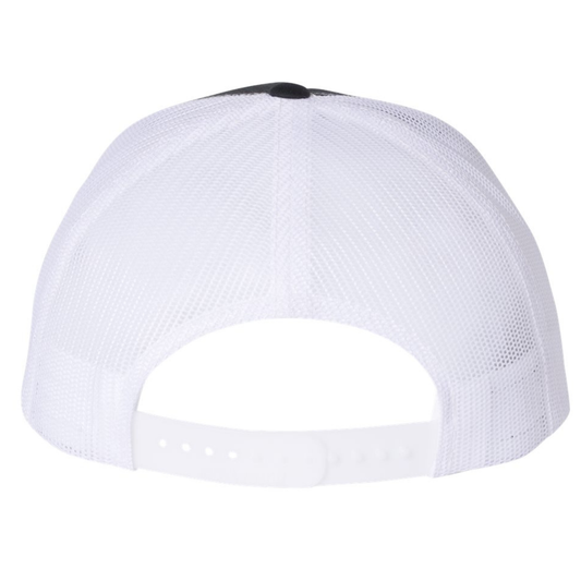 Paseo Aquatics Gold Logo Richardson 5 Panel Trucker - Navy/White