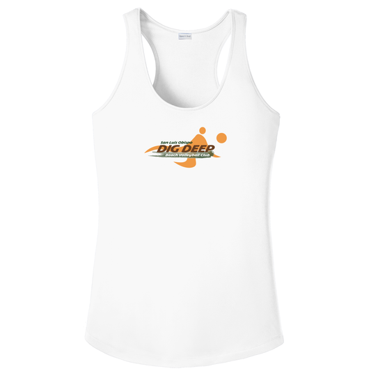 Women's Dri Fit T-Back Dig Deep Logo Tank - White