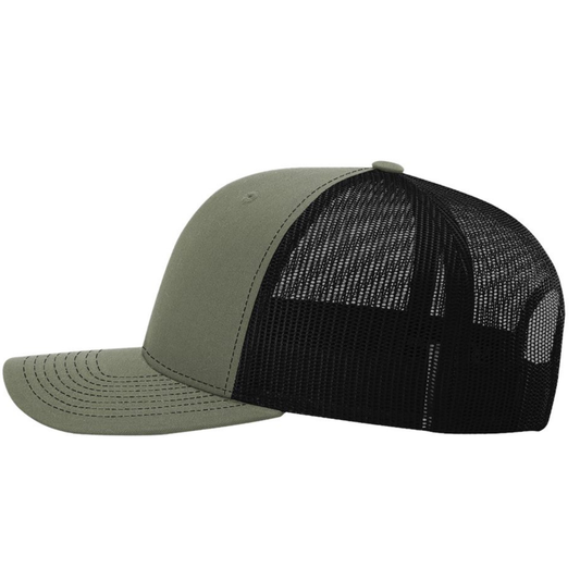 Paseo Aquatics Richardson 5 Panel Premium Patch Trucker - Loden Green/Black