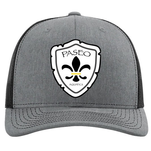 Paseo Aquatics Richardson 5 Panel Premium Patch Trucker - Charcoal/Black