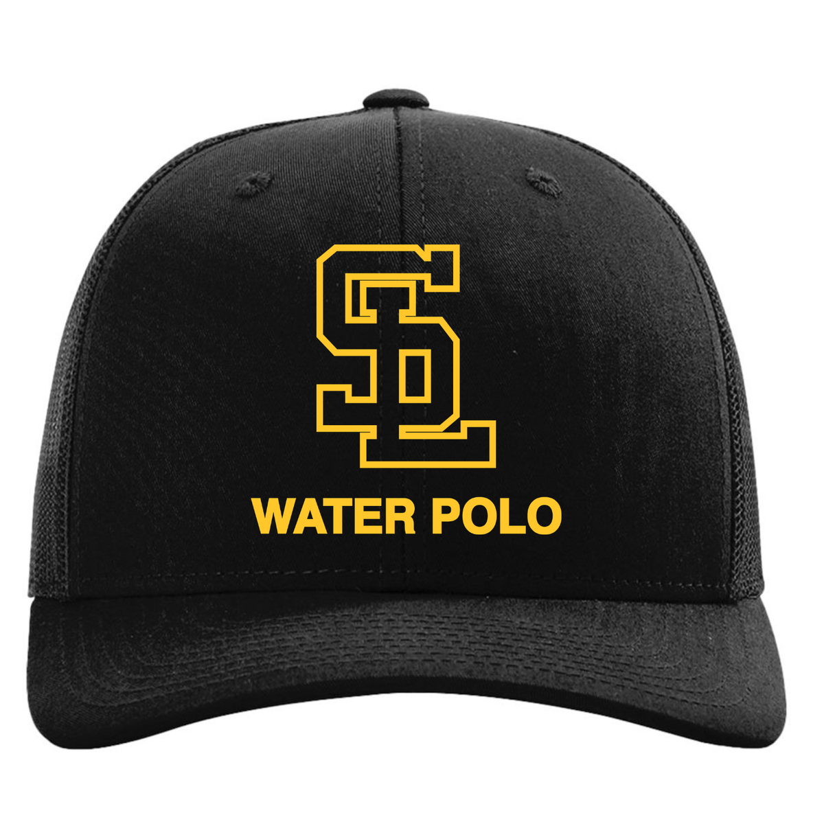 S.L. Outline Logo Water Polo 5 Panel Trucker - Black/Black