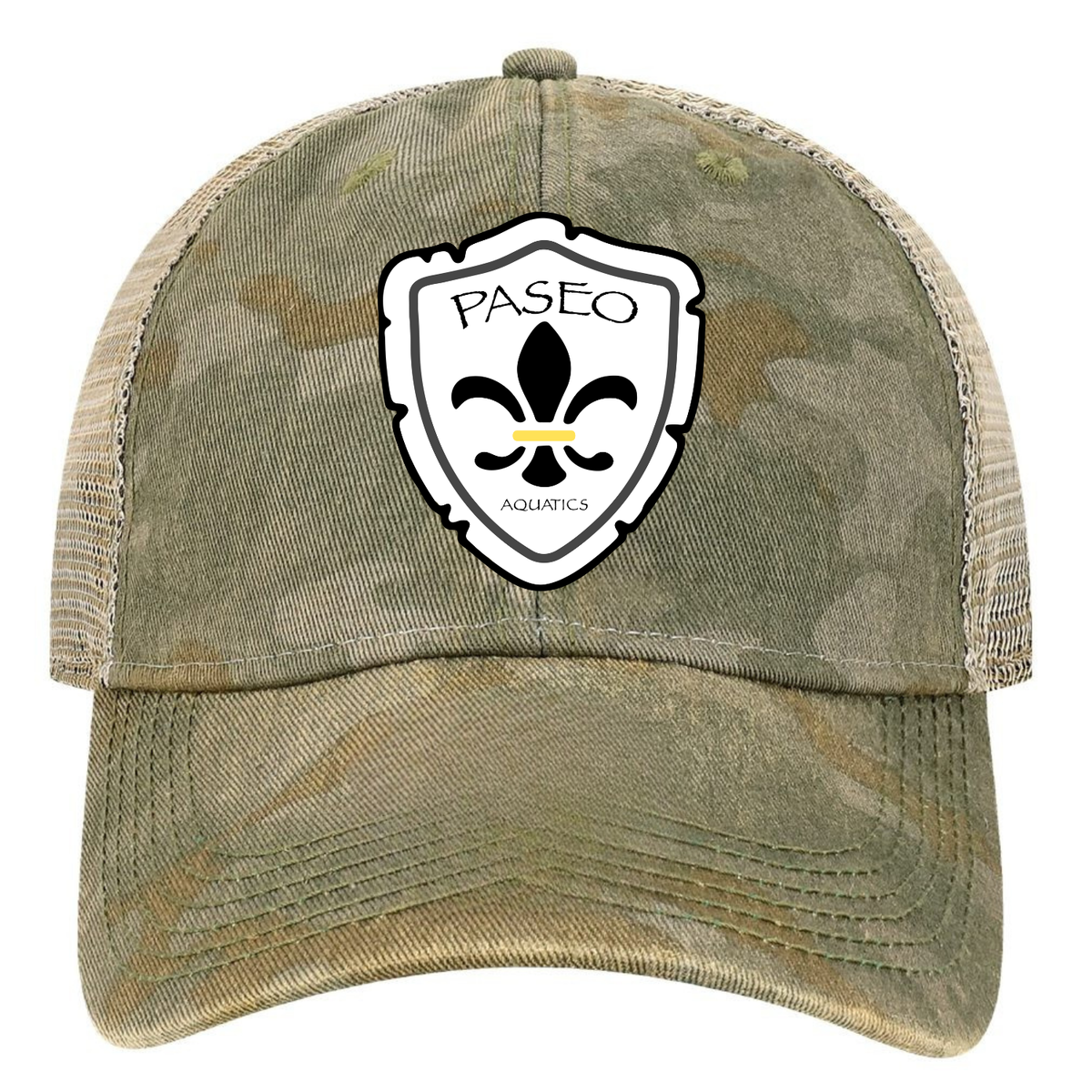 Paseo Aquatics Legacy Premium Patch Old Favorite Trucker - Green Field Camo