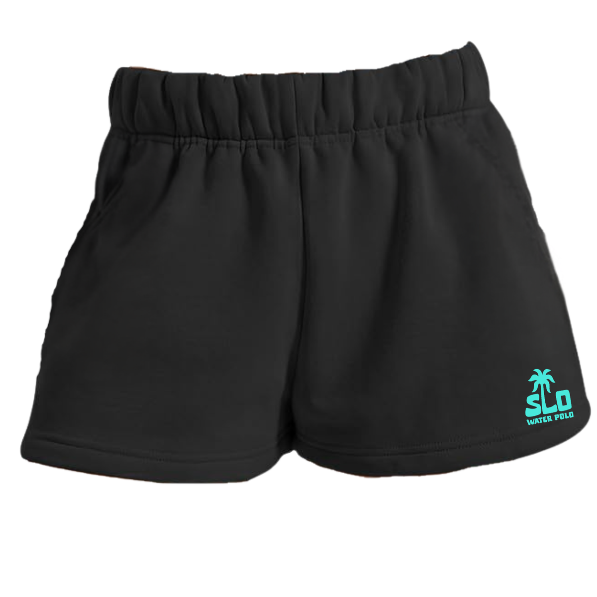 Women's SLO Polo Turquoise Palm Tree High Waist Lounge Short - Black