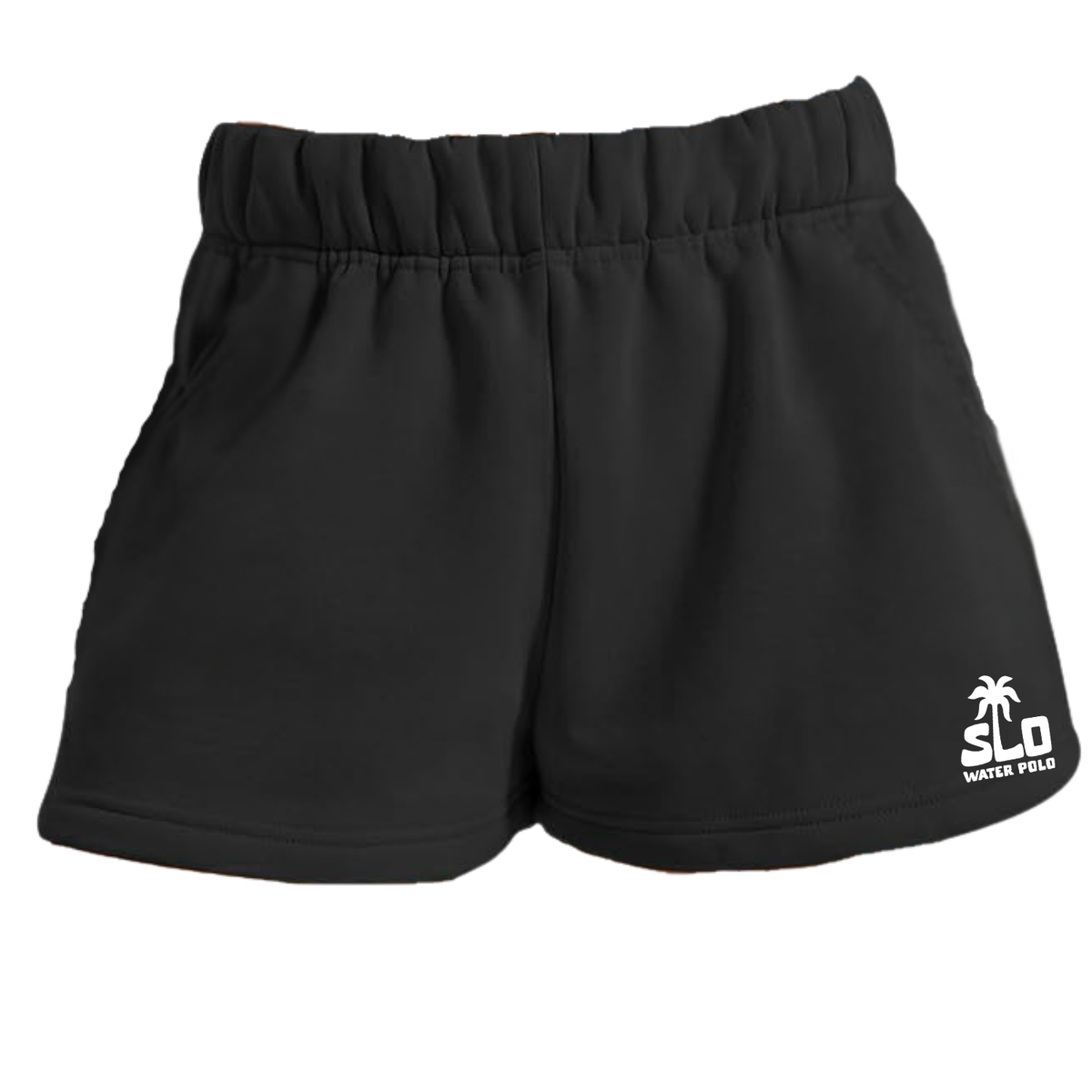 Women's SLO Polo White Palm Tree High Waist Lounge Short - Black