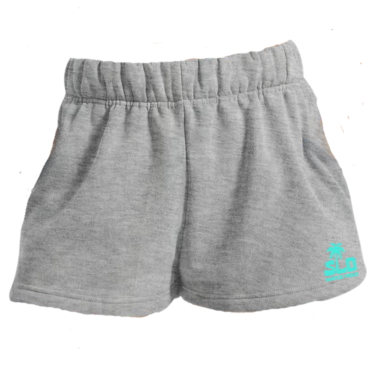 Women's SLO Polo Turquoise Palm Tree High Waist Lounge Short - Heather Grey