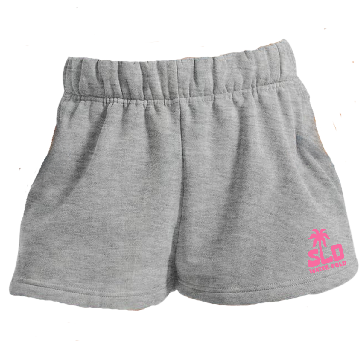Women's SLO Polo Pink Palm Tree High Waist Lounge Short - Heather Grey