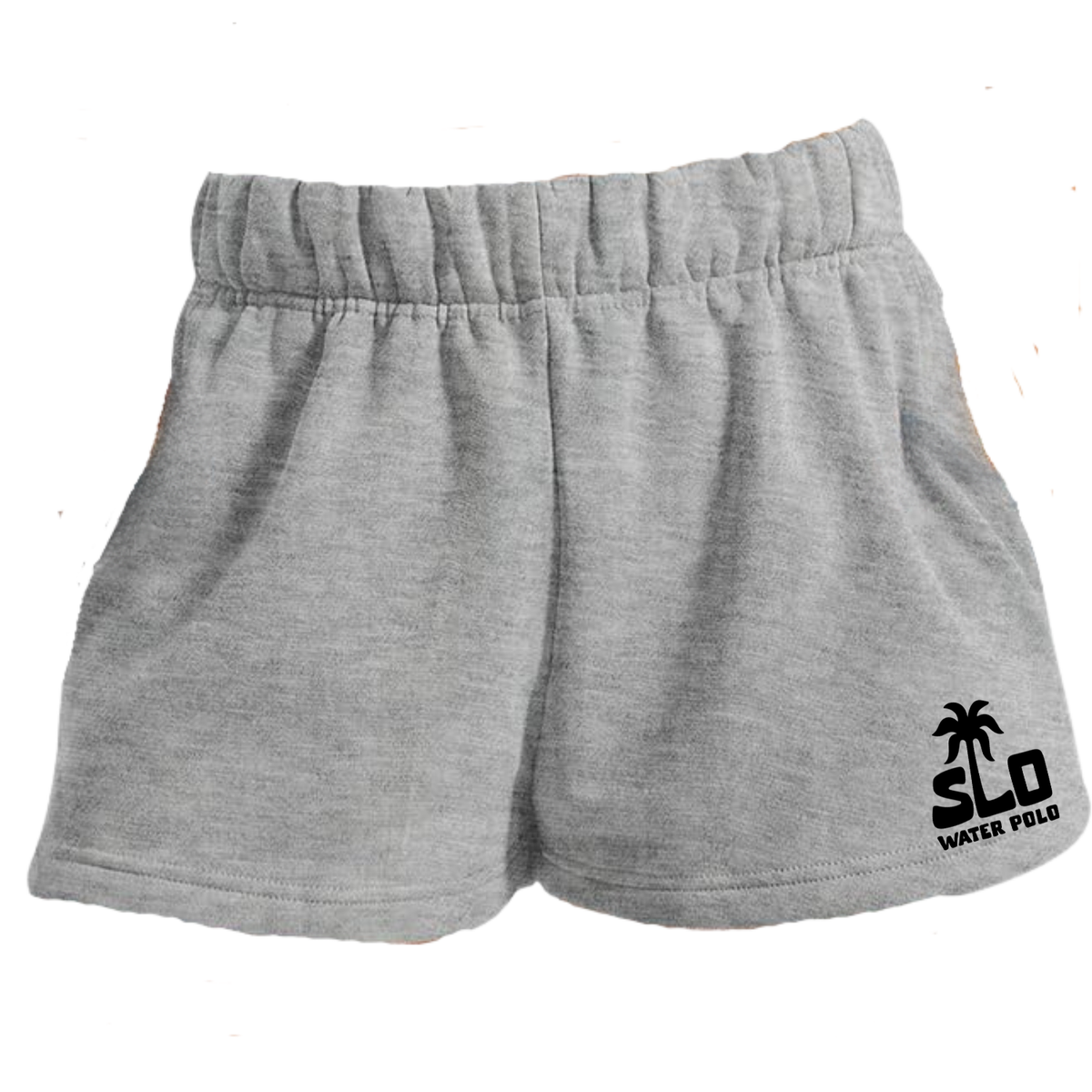 Women's SLO Polo Black Palm Tree High Waist Lounge Short - Heather Grey
