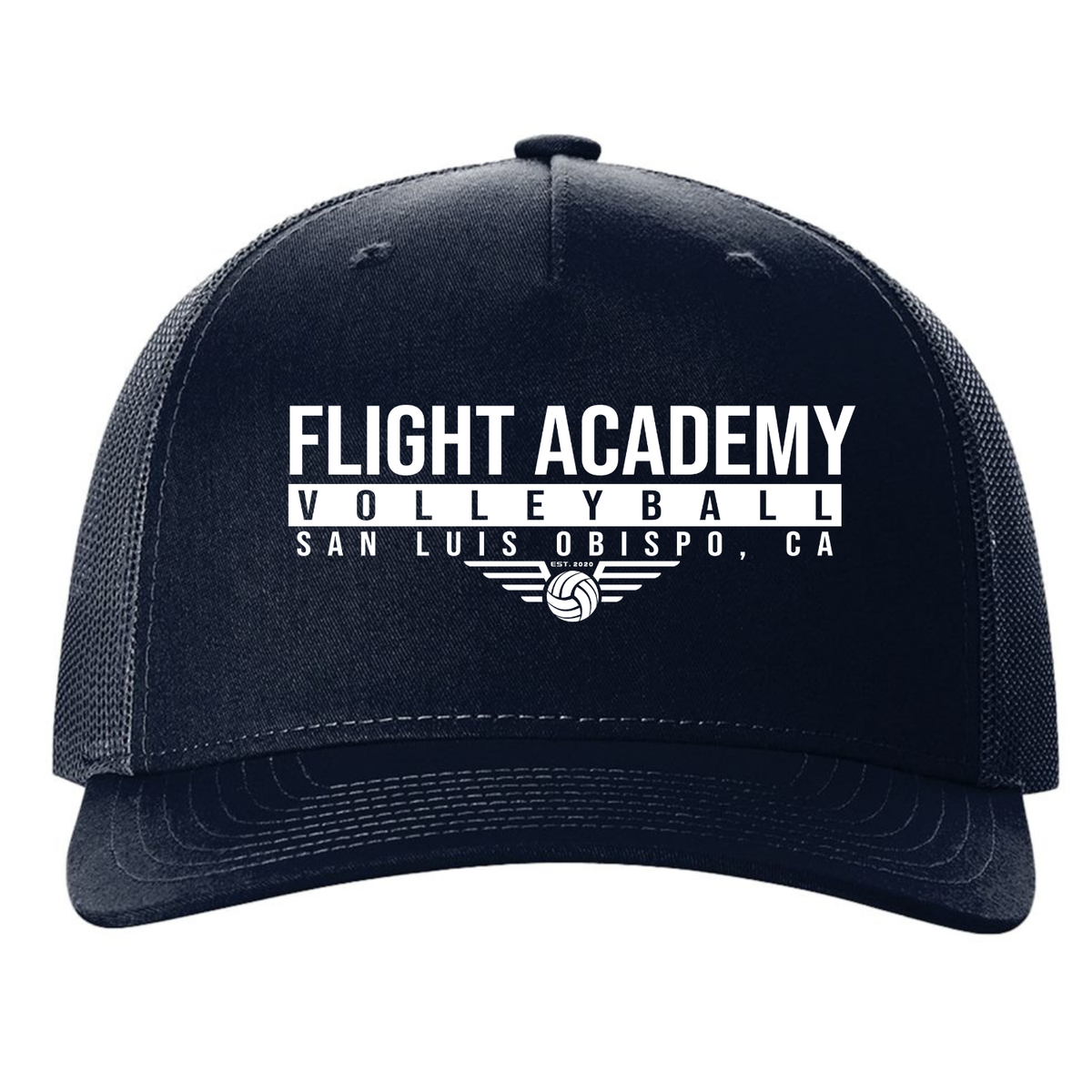 Flight Academy Richardson White Logo 5 Panel Trucker - Navy